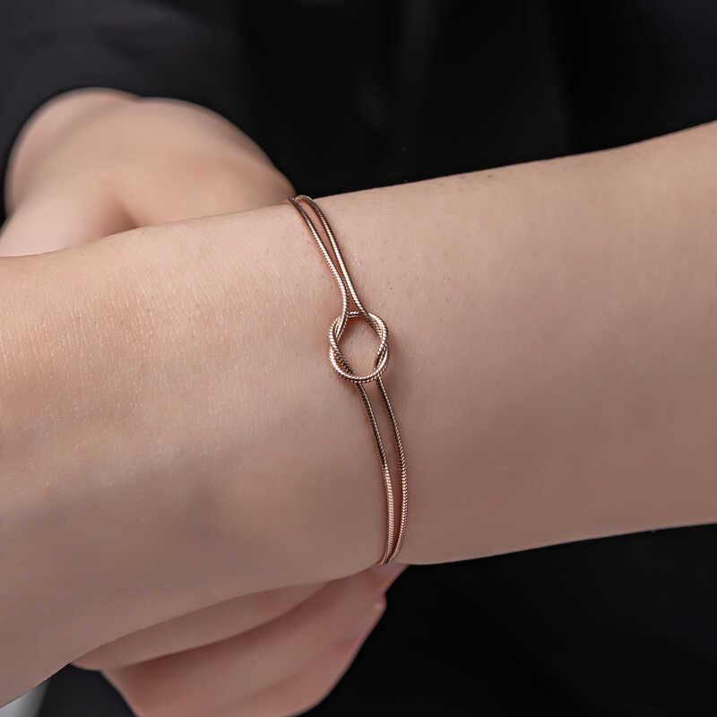 Gümüş Rose Aşk Düğüm Kadın Bileklik – Aşkın Hatırası | 925 Ayar
