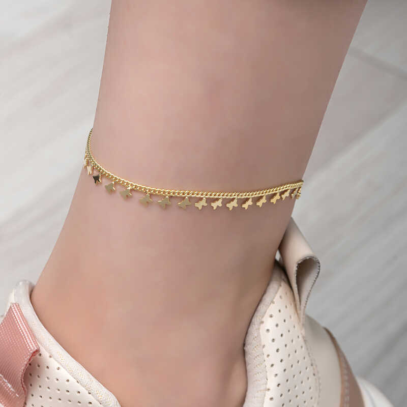 Gümüş Gold Kelebek Halhal – Değişimin Simgesi | 925 Ayar