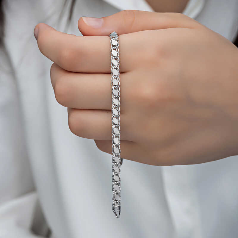 Gümüş Pullu Zincir Kadın Bileklik – Bilekte Işıltı