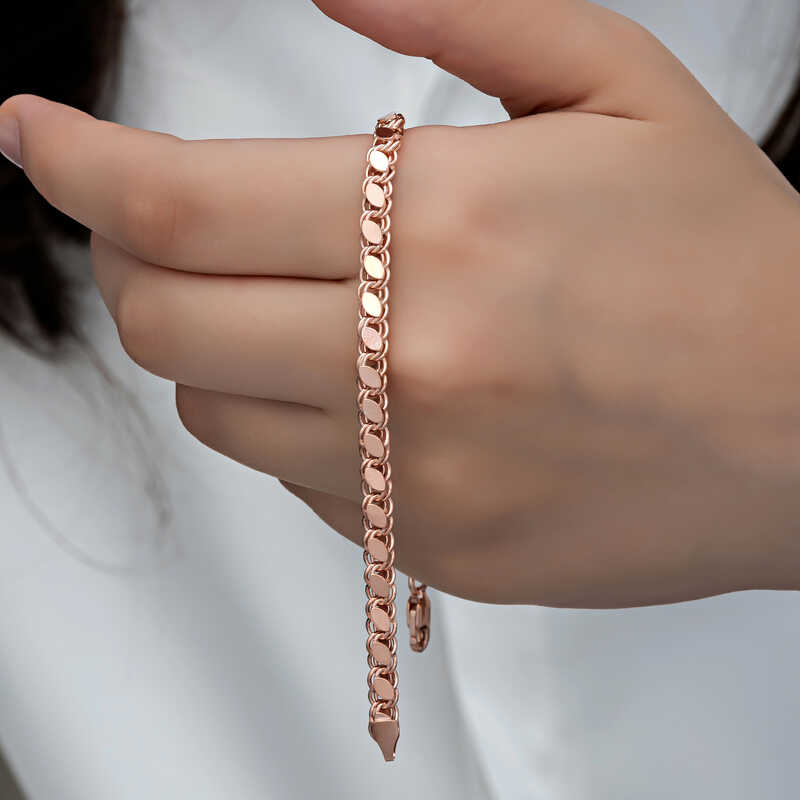 Gümüş Rose Pullu Zincir Kadın Bileklik – Bilekte Işıltı