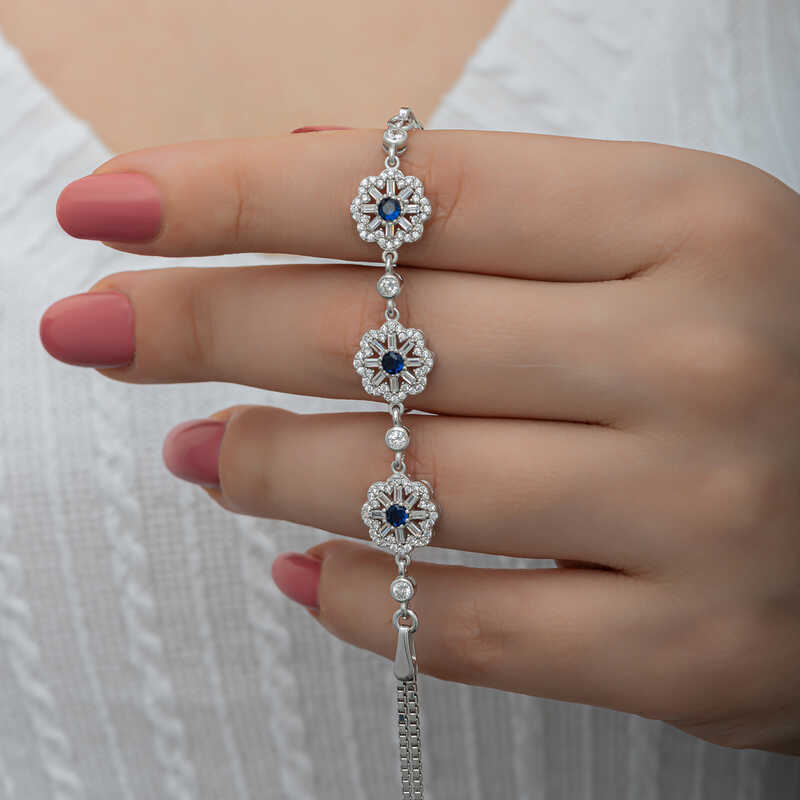 Gümüş Baget Çiçek Desenli Kadın Bileklik – Solmayan Bahar | 925 Ayar | 1,1 cm 19 cm 6,5 gr