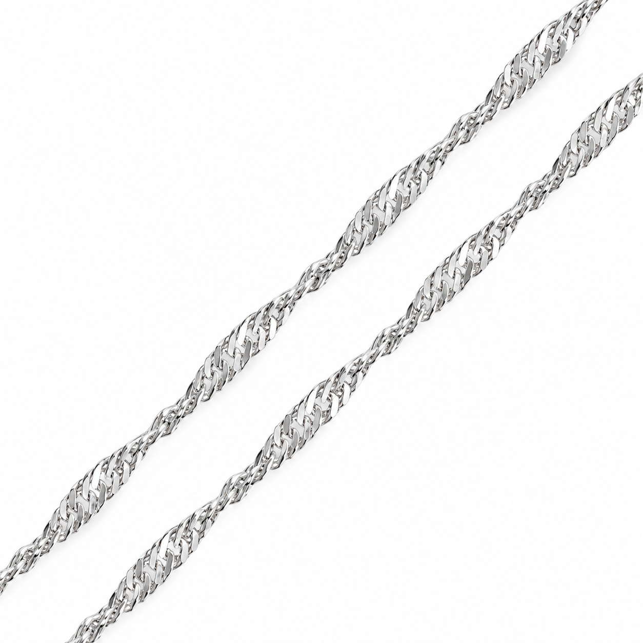 Gümüş 55 Cm Singapur Zincir – Işıltılı Örgü
