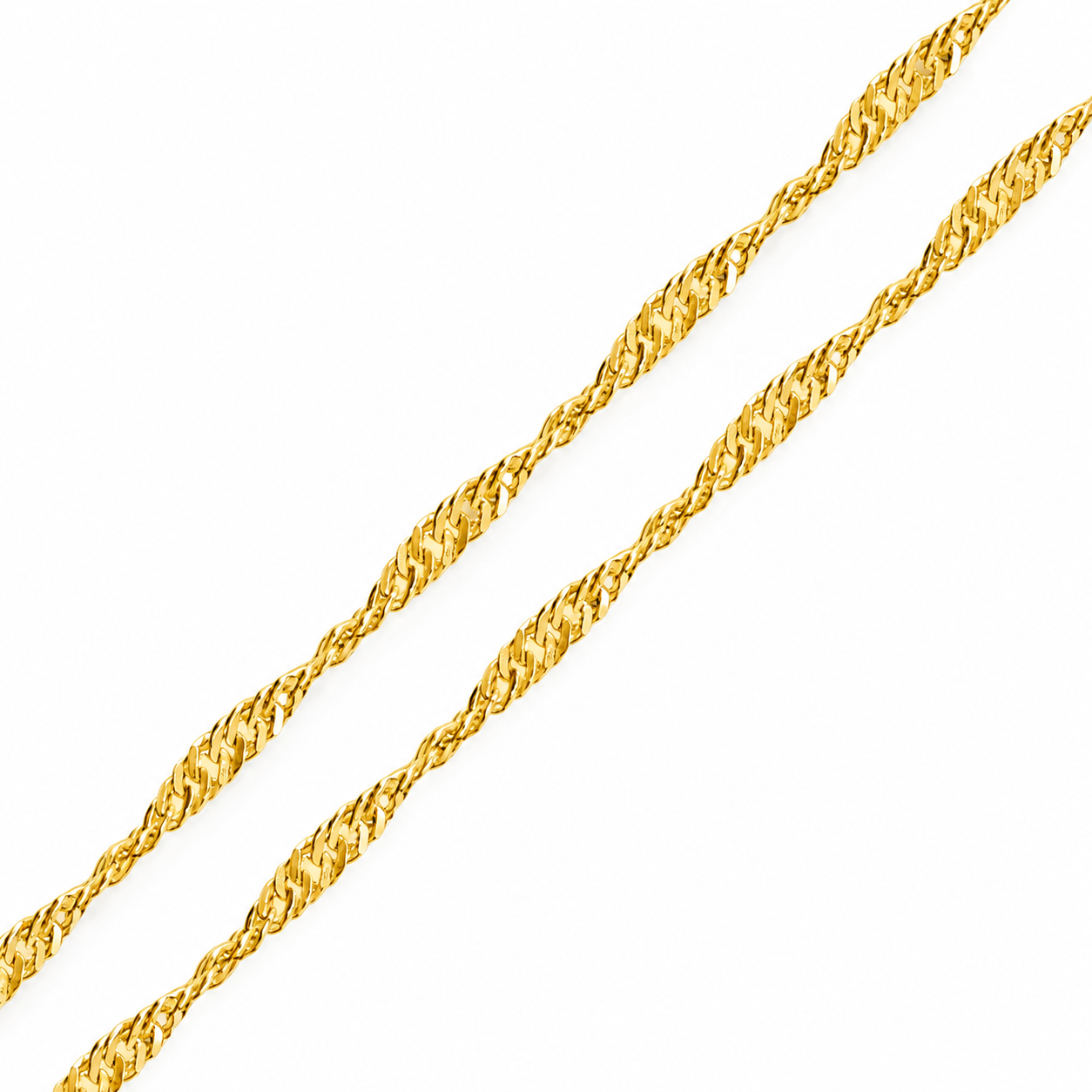 Gümüş Gold 50 Cm Singapur Zincir – Işıltılı Örgü