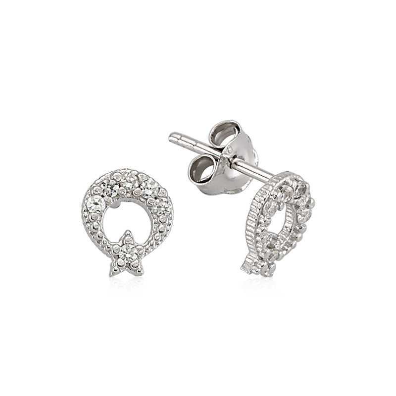 Gümüş Ay Yıldız Çivili Küpe – Vatan Sevgisi | 925 Ayar | Model EA0490009