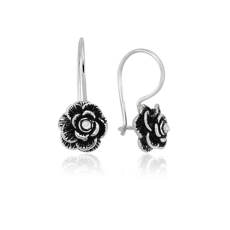 Gümüş Sallantılı Gül Küpe – Aşkın Çiçeği | 925 Ayar | 1 cm 1 cm 3,6 gr
