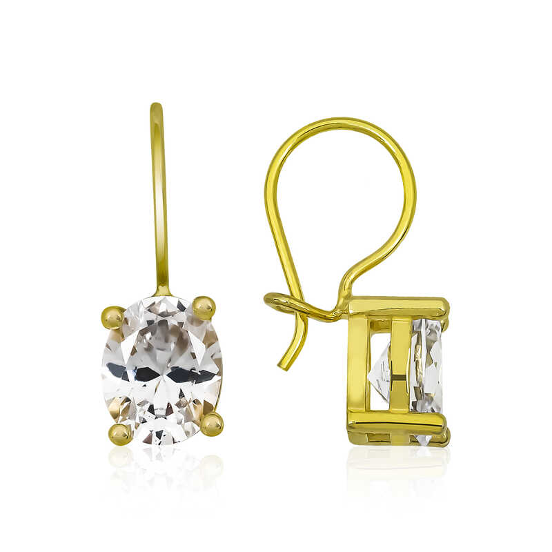 Gümüş Gold Sallantılı Oval Damla Küpe – Zamansız Klasik | 925 Ayar