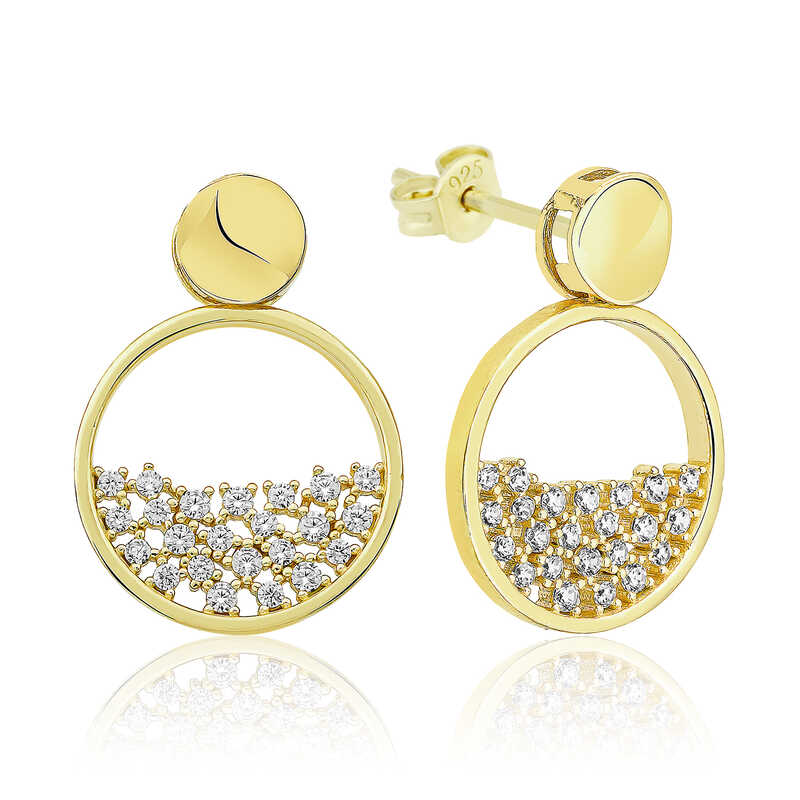 Gümüş Gold Çiğ Damlası Bayan Küpe – Zamansız Klasik | 925 Ayar