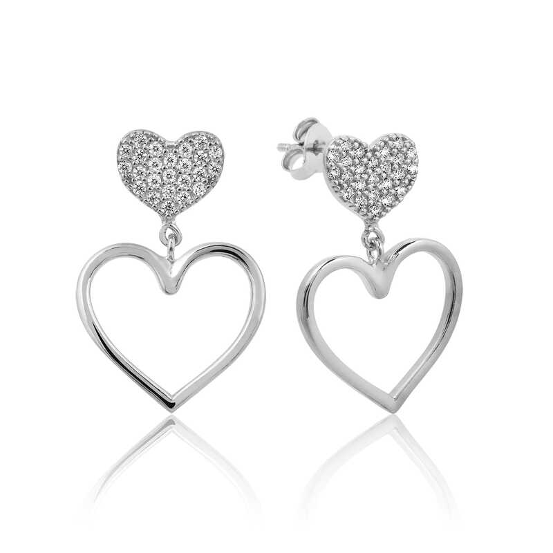 Gümüş Kalpli Kadın Küpe – Sevginin Simgesi | 925 Ayar | 1,5 cm 2,3 cm 2,5 gr