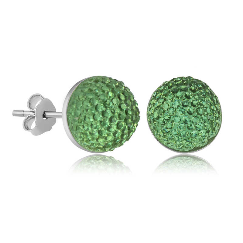 Gümüş Yeşil Kristal Çivili Kadın Küpe – Günlük Şıklık | 925 Ayar | 1 cm 1,9 cm 2 gr