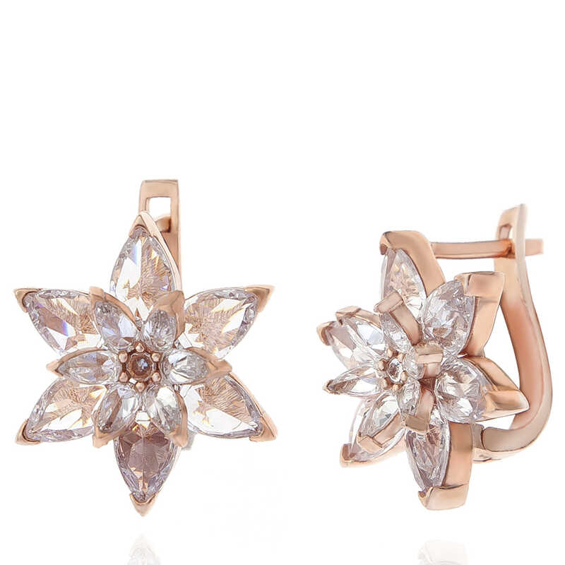 Gümüş Rose Beyaz Lotus Çiçeği Kadın Küpe – Arınmanın Simgesi | 925 Ayar