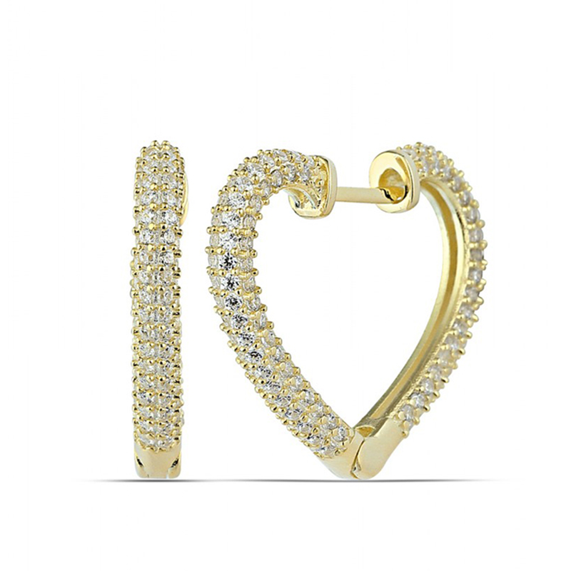 Gümüş Gold Kalp Kadın Küpe – Sevginin Simgesi | 925 Ayar