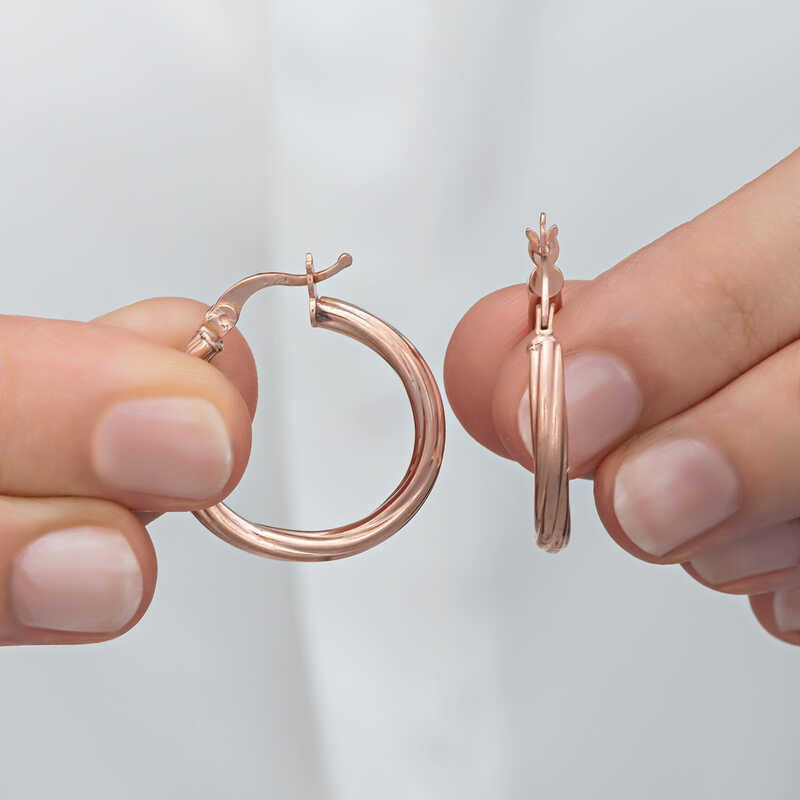 Gümüş Rose 3 mm Burgu Şarnel Küpe – Zarif Dokunuş | 925 Ayar | 3 mm 3 cm 4,6 gr