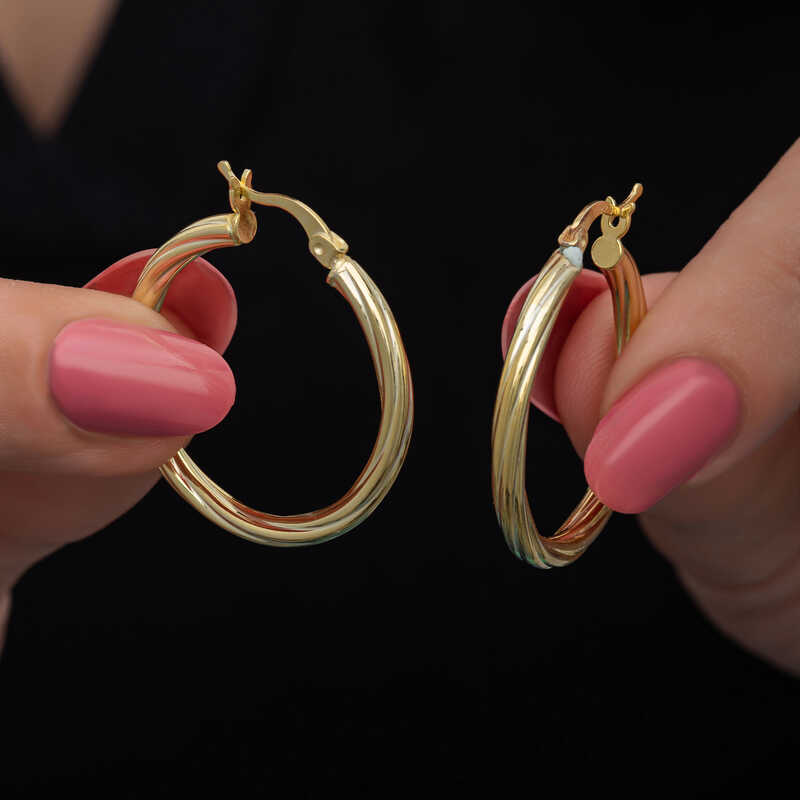 Gümüş Gold 3 mm Burgu Şarnel Küpe – Zarif Dokunuş | 925 Ayar | 3 mm 3 cm 5,5 gr