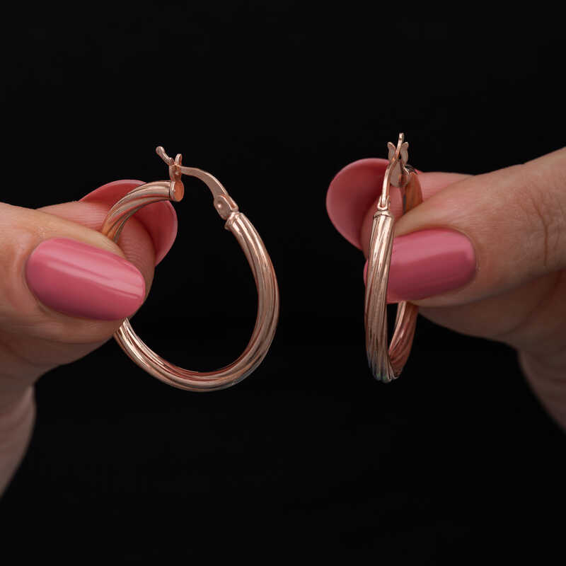 Gümüş Rose 3 mm Burgu Şarnel Küpe-Gümüş