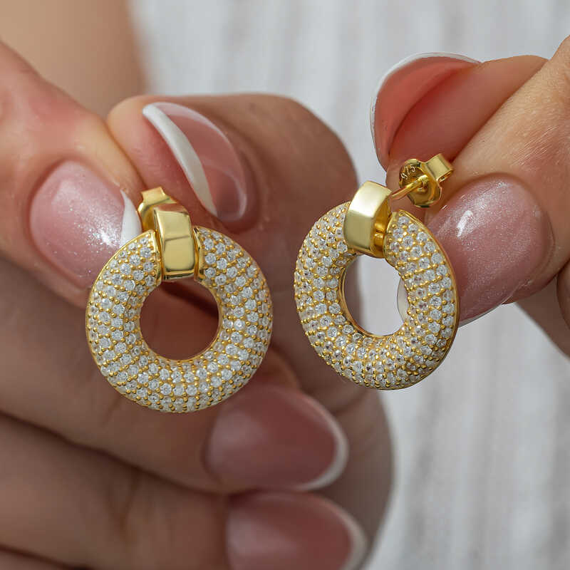 Gümüş Halka Gold Kadın Küpe-Gümüş