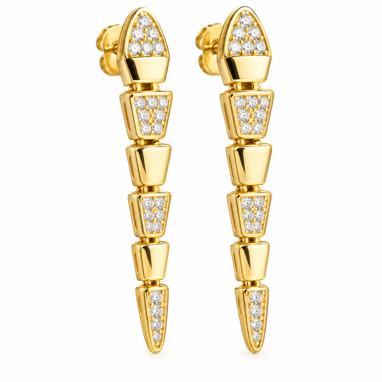 Gümüş Gold Zirkon Taşlı Yılan Kadın Küpe – Yenilenmenin Simgesi