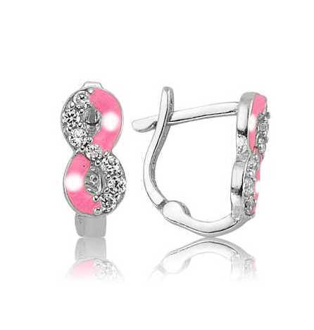 Gümüş Pembe Sonsuzluk Çocuk Küpesi – Bitmeyen Sevgi | 925 Ayar