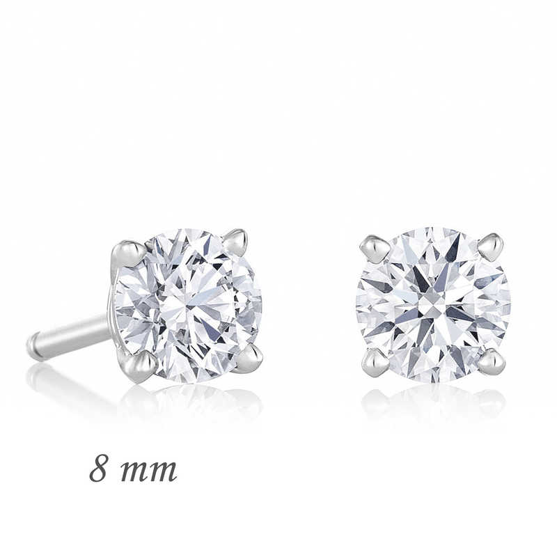 Gümüş Yuvarlak Tek Taş Zirkon Küpe - 8 mm. – Tek Işıltı
