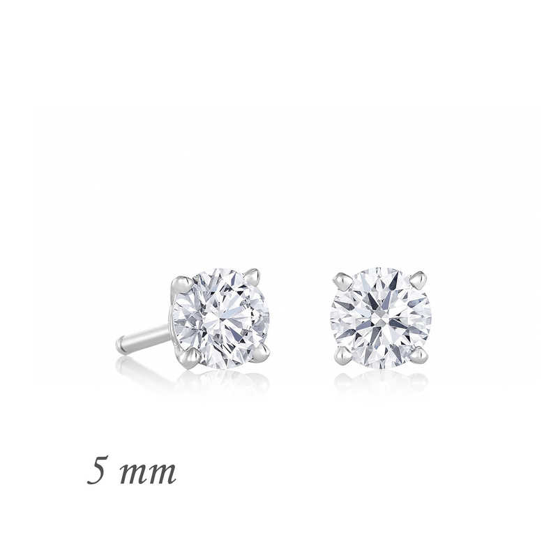 Gümüş Yuvarlak Tek Taş Zirkon Küpe - 5 mm – Tek Işıltı