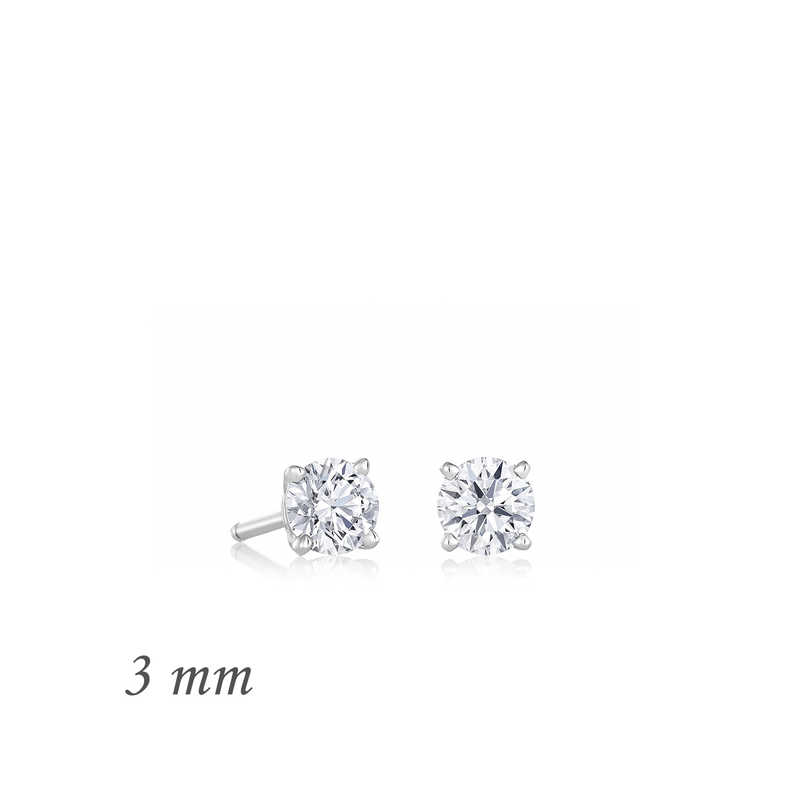 Gümüş Yuvarlak Tek Taş Zirkon Küpe - 3 mm – Tek Işıltı