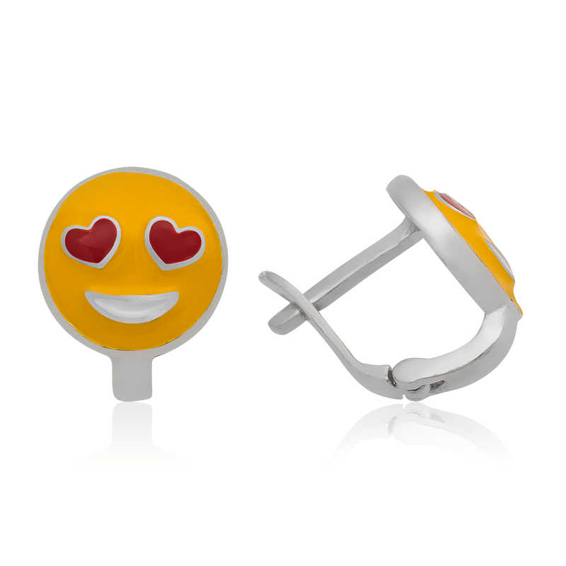 Gümüş Kalp Gözlü Emoji Çocuk Küpesi – Kem Gözden Koruyan