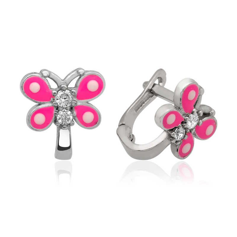 Gümüş Pembe Kelebek Çocuk Küpesi – Değişimin Simgesi | Model EA1160253