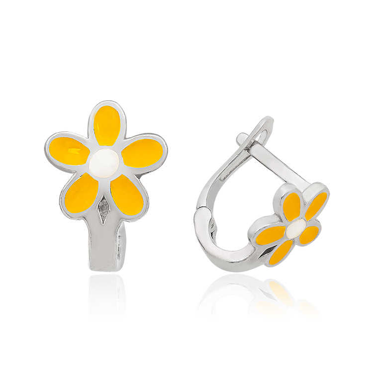 Gümüş Sarı Çiçek Çocuk Küpesi – Solmayan Bahar | 0,8 cm 1 cm 1,3 gr