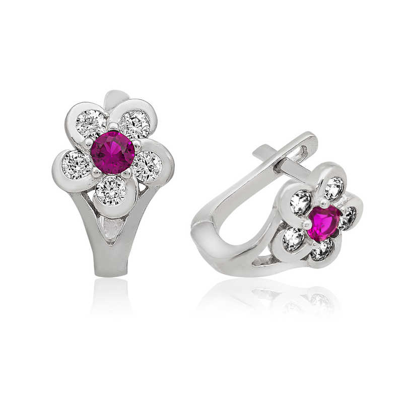 Gümüş Pembe Çiçek Çocuk Küpesi – Solmayan Bahar | 0,8 cm 1 cm 2,6 gr
