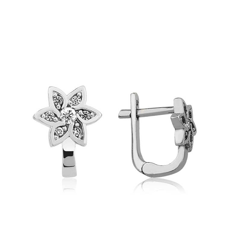Gümüş Beyaz Çiçek Bayan Küpe – Solmayan Bahar | 925 Ayar | 0,8 cm 1 cm 1,8 gr