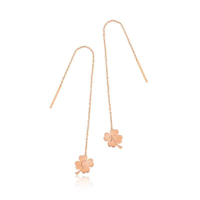 Gümüş Zincir Yonca Küpe – Şans Getiren | 925 Ayar
