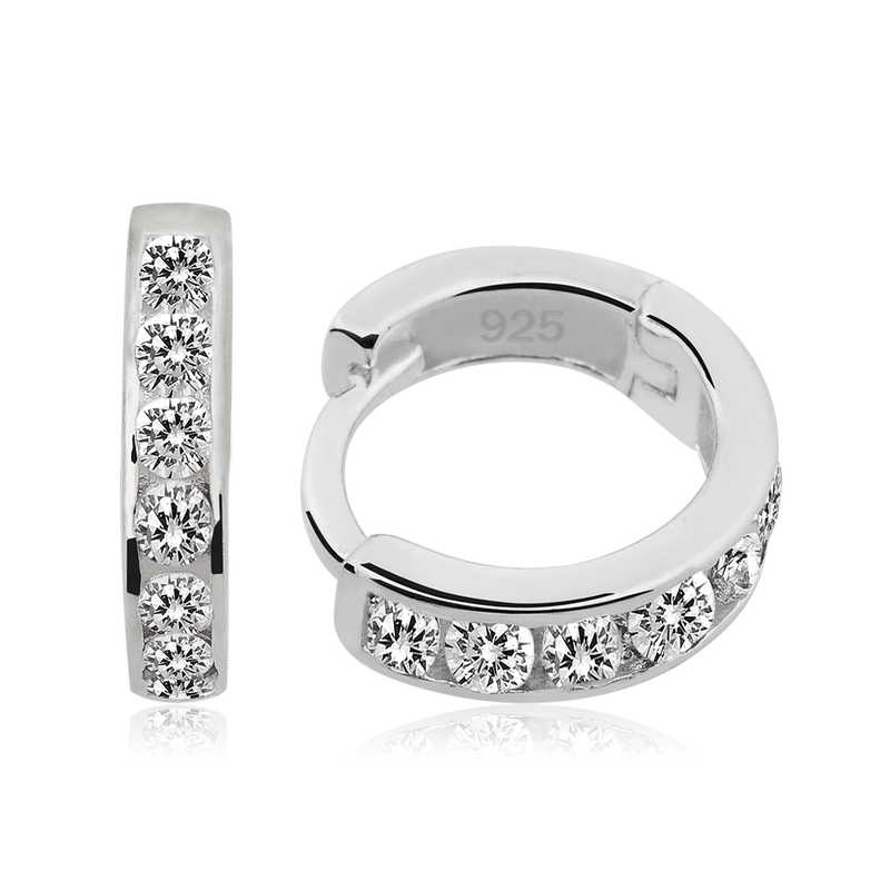 Gümüş Beyaz Taşlı Halka Küpe – Bütünlüğün Simgesi | 925 Ayar | 0,3 cm 1 cm 1,3 gr
