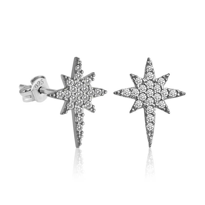 Gümüş Kutup Yıldızı Küpe – Yol Gösteren Yıldız | 925 Ayar | 1 cm 1,3 cm 1,05 gr