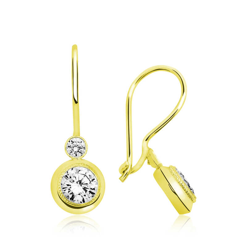 Gümüş Gold Sallantılı Tek Taş Küpe – Tek Işıltı | 925 Ayar