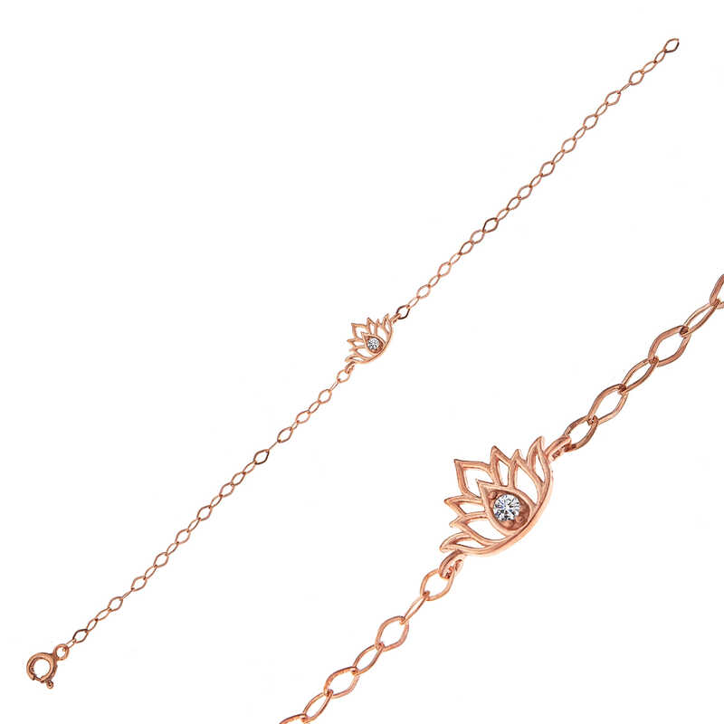 Gümüş Rose Lotus Çiçeği Kadın Bileklik – Arınmanın Simgesi | 925 Ayar