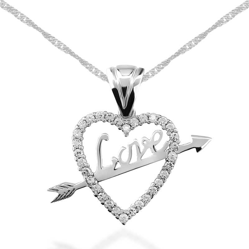 Gümüş Love Oklu Kalp Bayan Kolye – Aşkın Hatırası | 925 Ayar