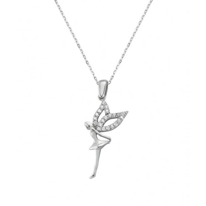 Gümüş Melek Bayan Kolye – Koruyan Melek | 925 Ayar | 1,5 cm 2,7 cm 3,5 gr