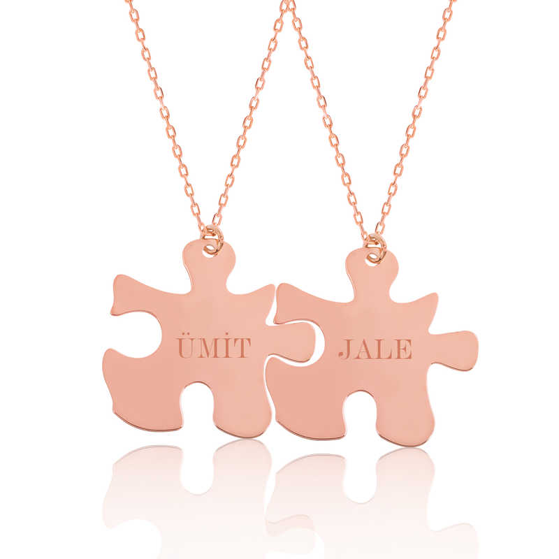 Gümüş Rose Kişiye Özel Puzzle İsimli Kolye – Size Özel