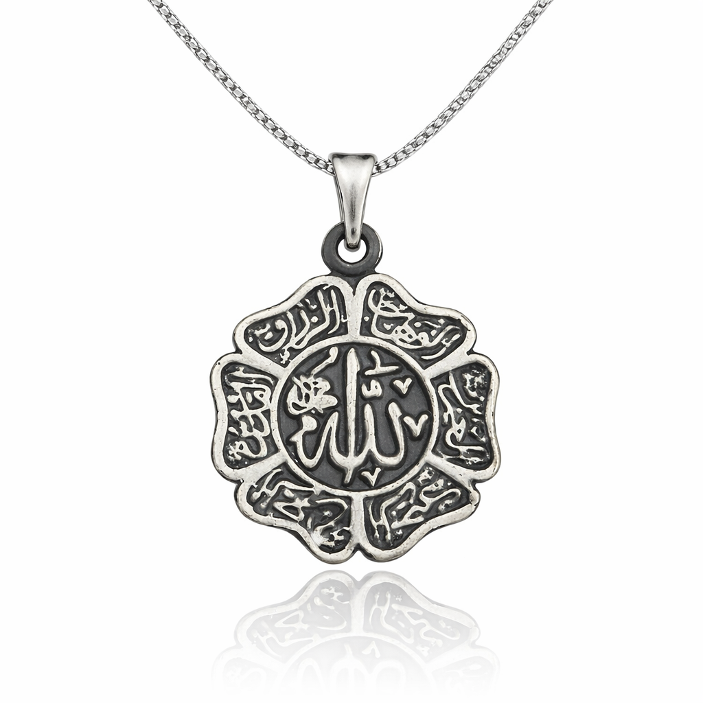 Gümüş Allah Yazılı Erkek Kolye-Gümüş