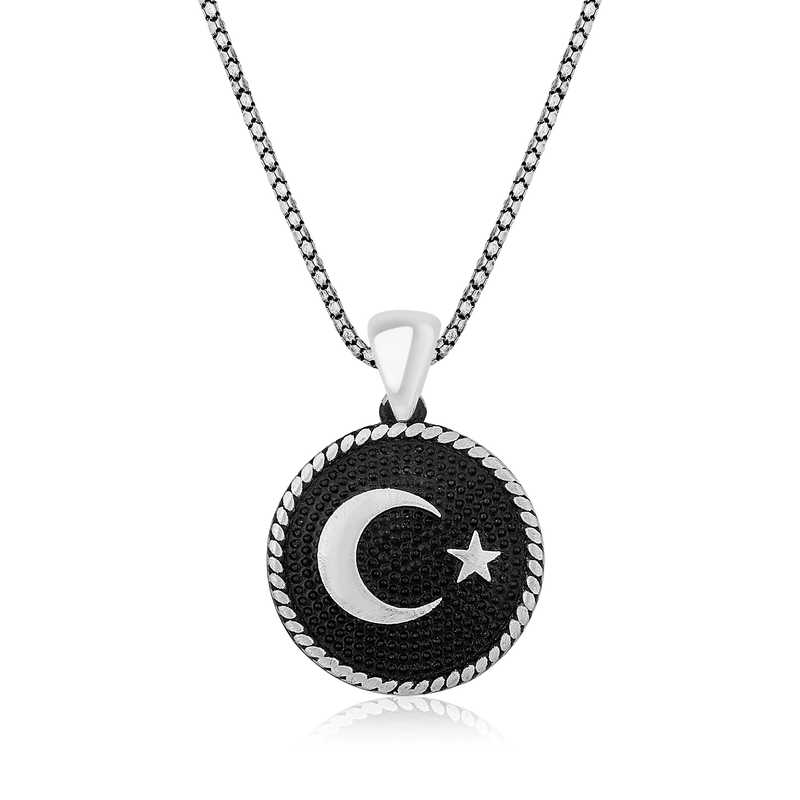 Gümüş Ay Yıldız Erkek Kolye – Vatan Sevgisi | 925 Ayar | 2 cm 2 cm 11 gr