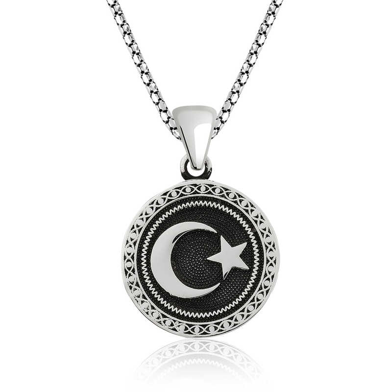 Gümüş Ay Yıldız Kolye-Gümüş