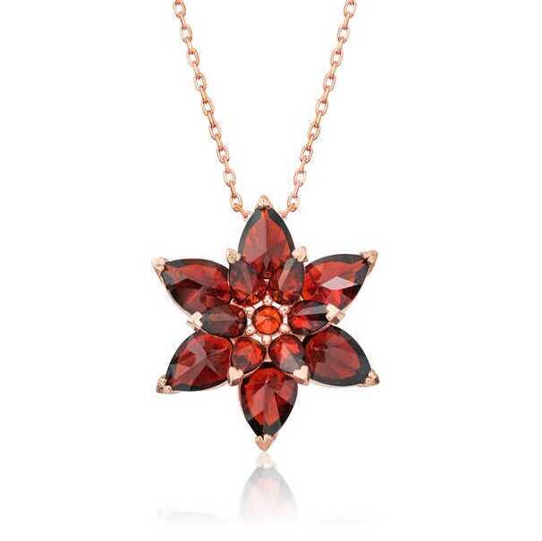 Gümüş Rose Kırmızı Lotus Çiçeği Kolye – Arınmanın Simgesi | 925 Ayar | 2 cm 2 cm 5,5 gr
