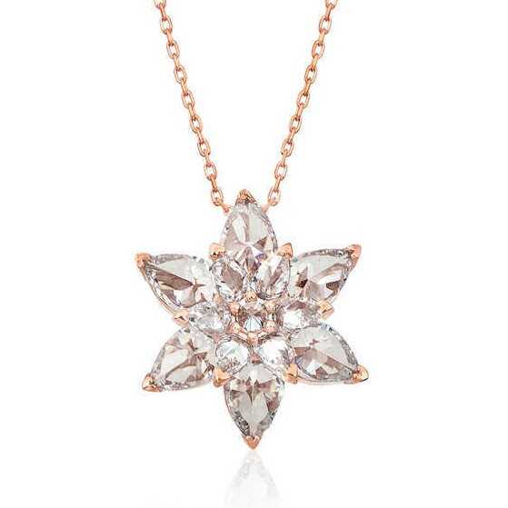 Gümüş Rose Beyaz Lotus Çiçeği Kolye – Arınmanın Simgesi | 925 Ayar | 2 cm 2 cm 5,5 gr 45 cm