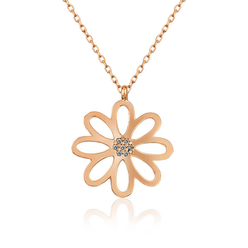 Gümüş Rose Çiçek Bayan Kolye – Solmayan Bahar | 925 Ayar | 2 cm 2 cm 2,15 gr