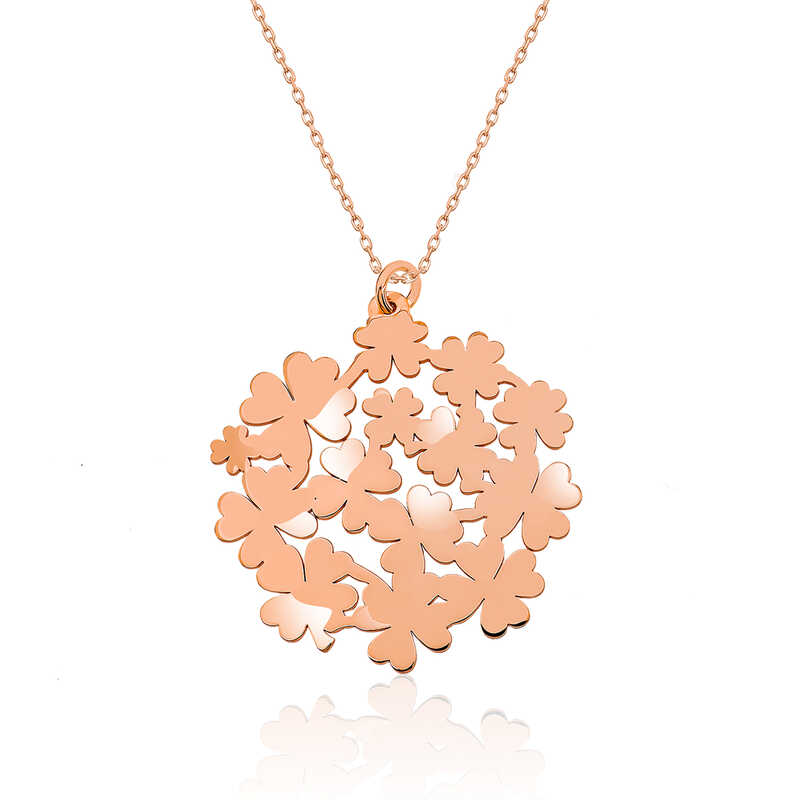 Gümüş Rose Yonca Buketi Kolye – Şans Getiren | 925 Ayar