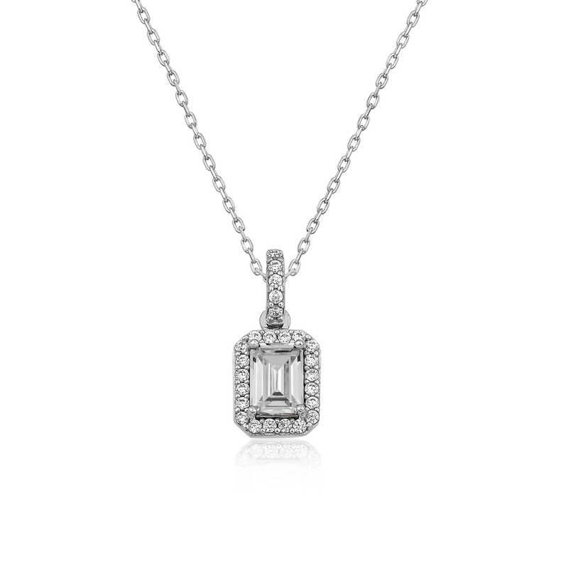 Gümüş Baget Taşlı Bayan Kolye – Günlük Şıklık | 925 Ayar | 0,8 cm 1,1 cm 3 gr