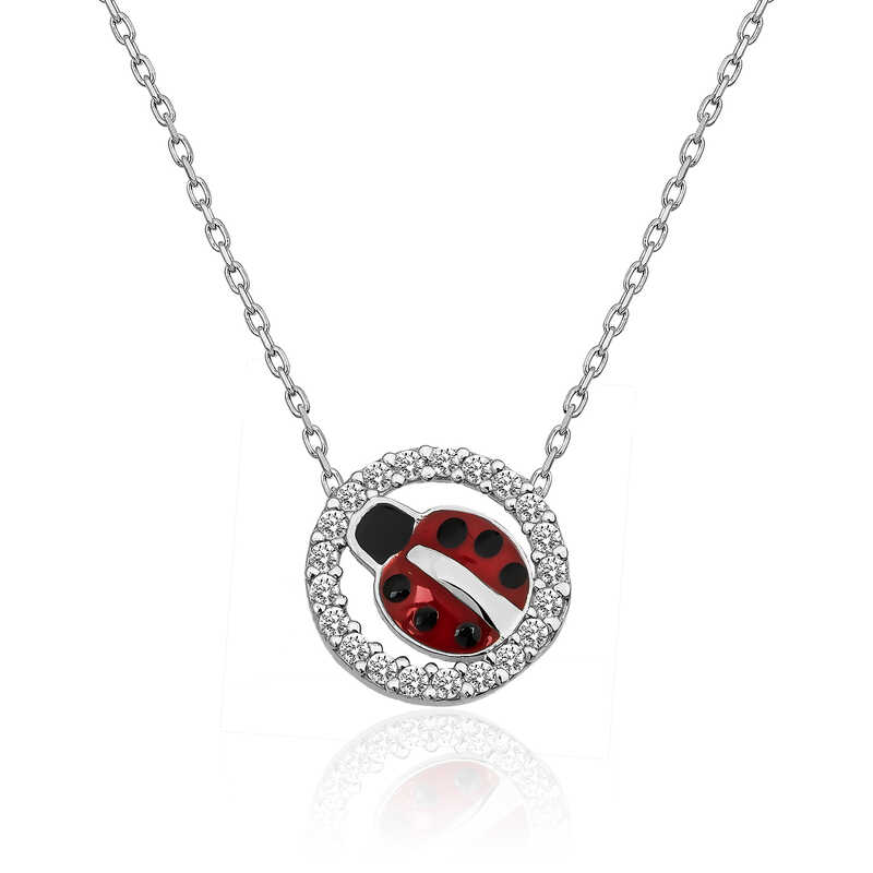 Gümüş Uğur Böceği Bayan Kolye – Uğur Getiren | 925 Ayar | 1,1 cm 1,1 cm 45 cm 2 gr