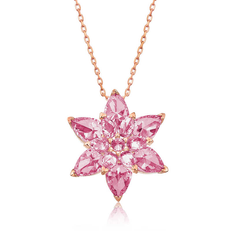 Gümüş Rose Pembe Lotus Çiçeği Kolye – Arınmanın Simgesi | 925 Ayar | 2 cm 2 cm 5,5 gr 45 cm