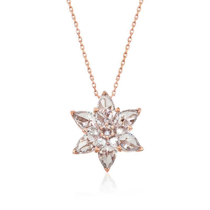 Gümüş Rose Beyaz Lotus Çiçeği Kolye – Arınmanın Simgesi | 925 Ayar | 1,6 cm 1,6 cm 4,5 gr 45 cm