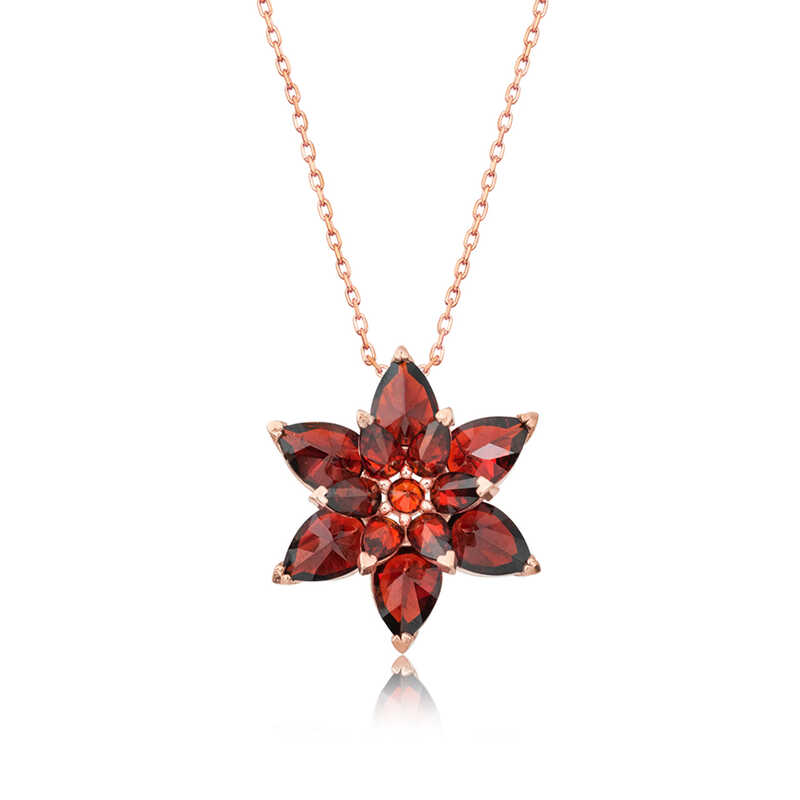 Gümüş Rose Kırmızı Lotus Çiçeği Kolye – Arınmanın Simgesi | 925 Ayar | 1,6 cm 1,6 cm 4,5 gr 45 cm
