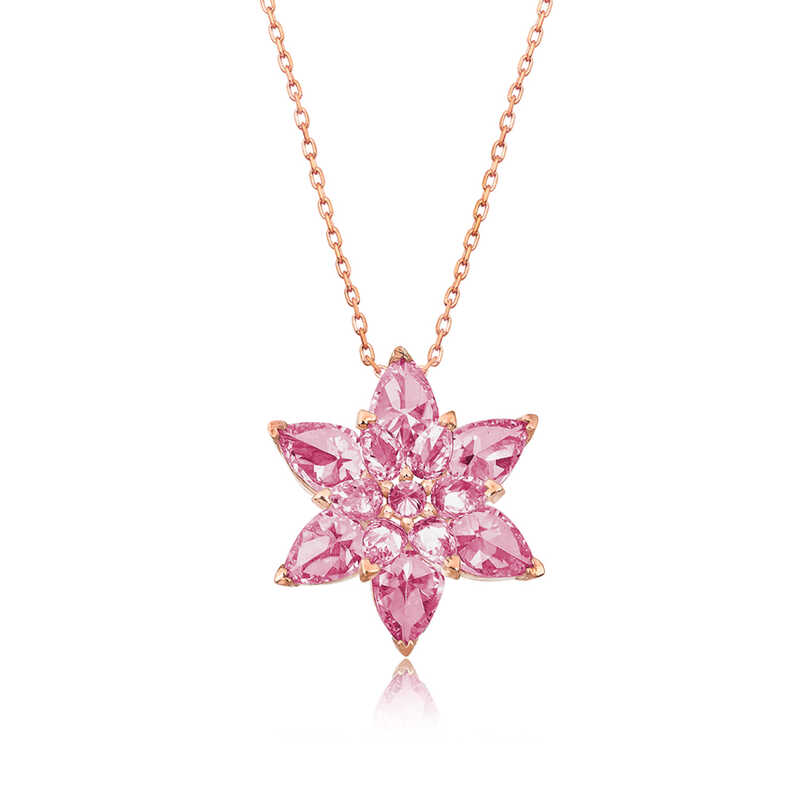 Gümüş Rose Pembe Lotus Çiçeği Kolye – Arınmanın Simgesi | 925 Ayar | 1,8 cm 1,8 cm 4,5 gr 45 cm